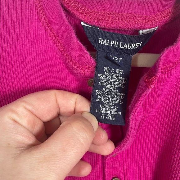 Ralph Lauren Girls Tie Waist Cargo Dress in Pink Size 2T - Picture 9 of 10